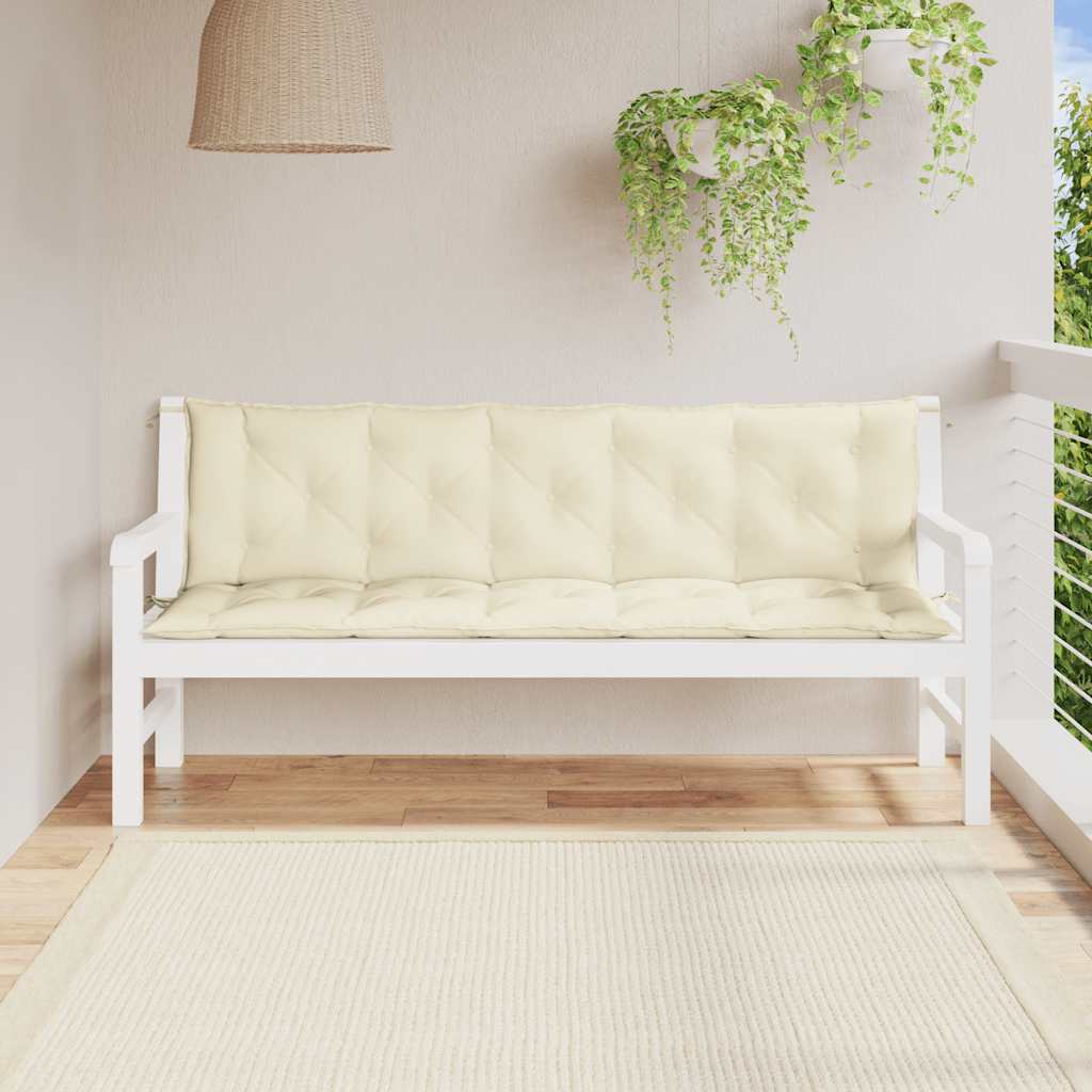 Jastuk za vrtnu klupu krem bijeli 180x(50+50)x7 cm od tkanine