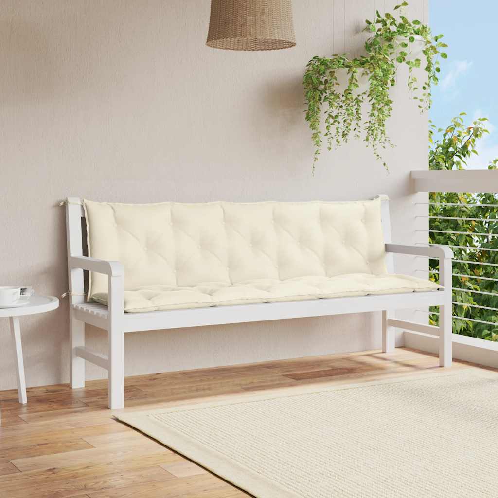 Jastuk za vrtnu klupu krem bijeli 180x(50+50)x7 cm od tkanine
