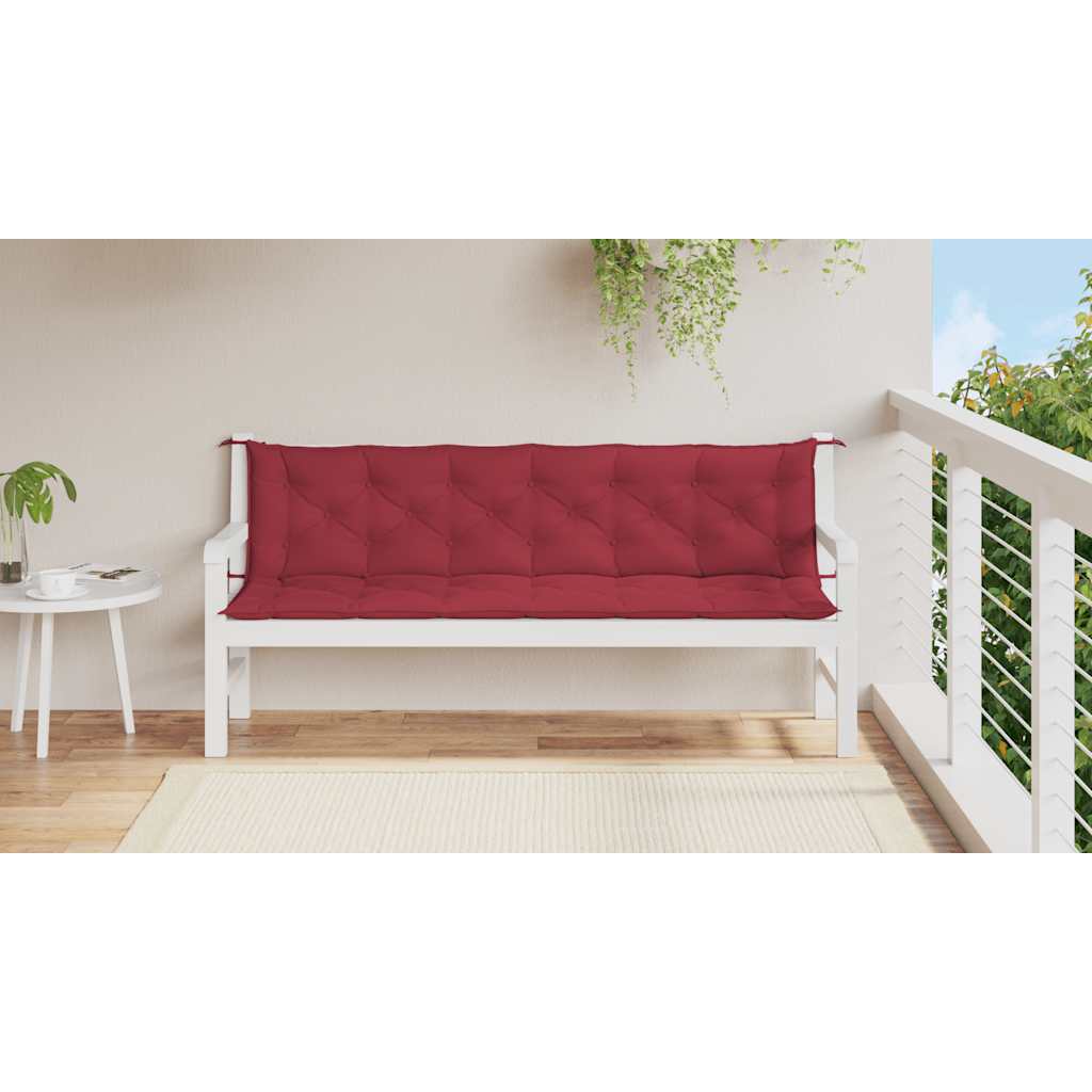 Jastuk za vrtnu klupu boja vina 200x(50+50)x7 cm tkanina Oxford