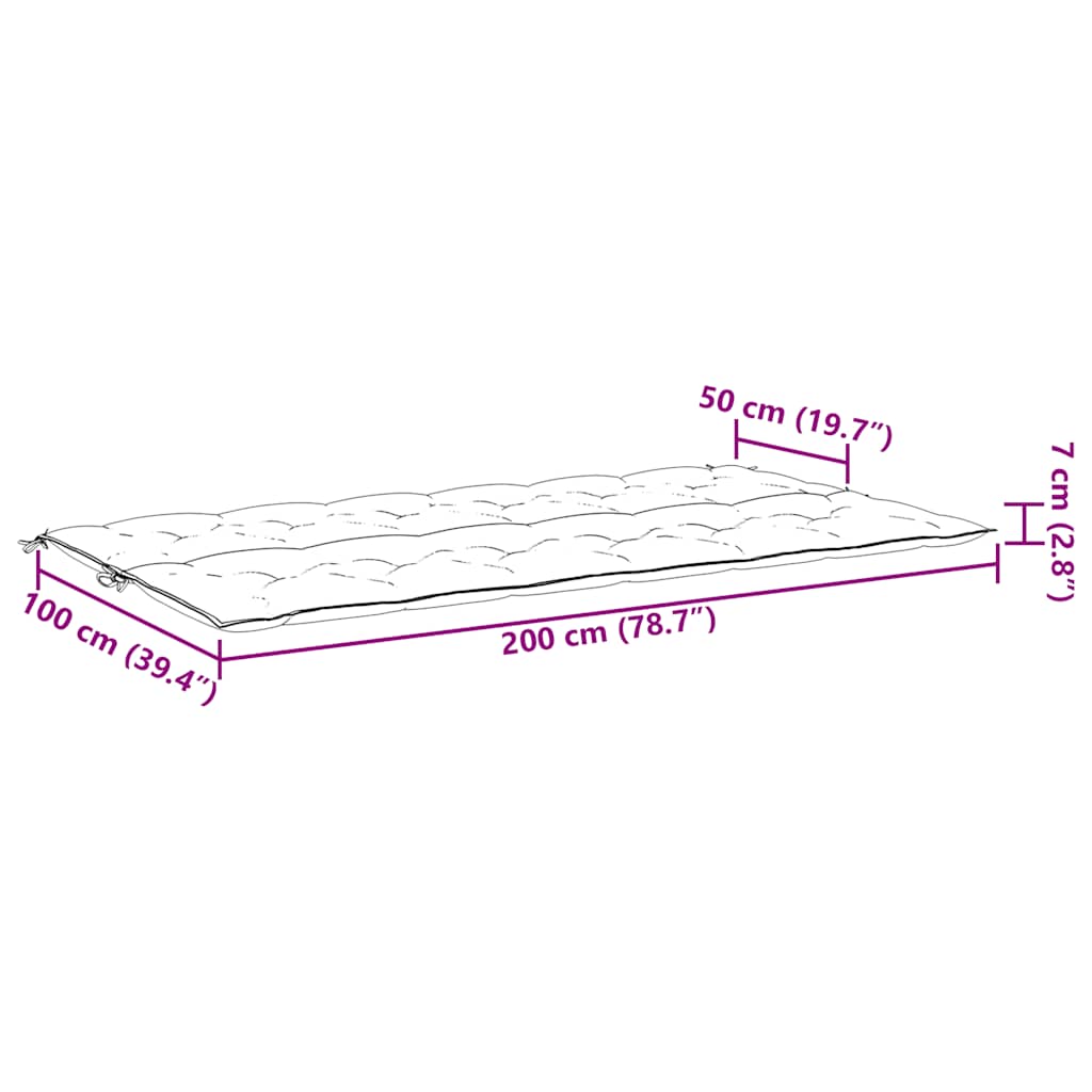 Jastuk za vrtnu klupu jarkozeleni 200x(50+50)x7 cm od tkanine