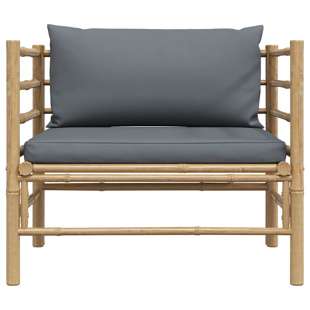 Vrtna sofa od bambusa s tamnosivim jastucima