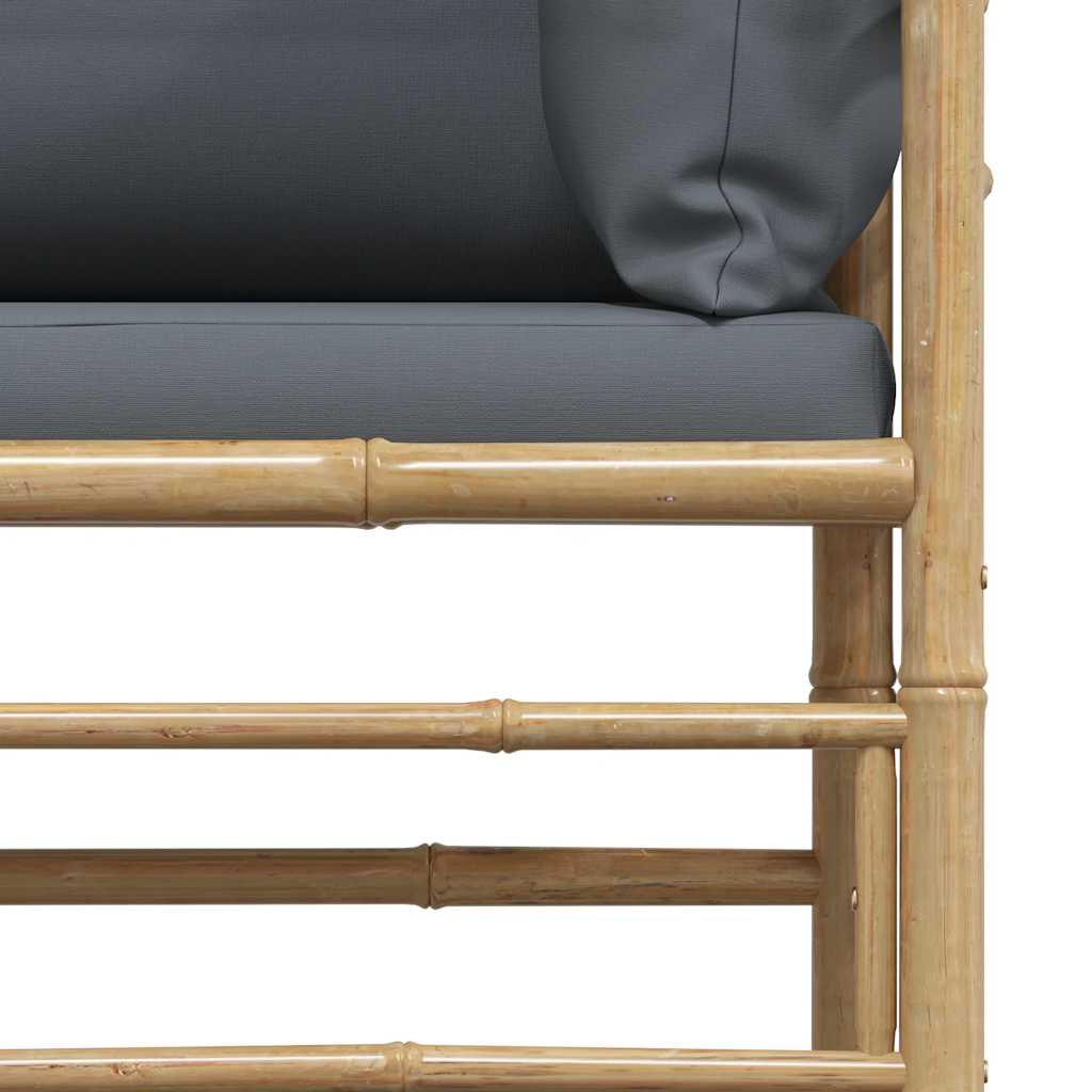 Vrtna sofa od bambusa s tamnosivim jastucima