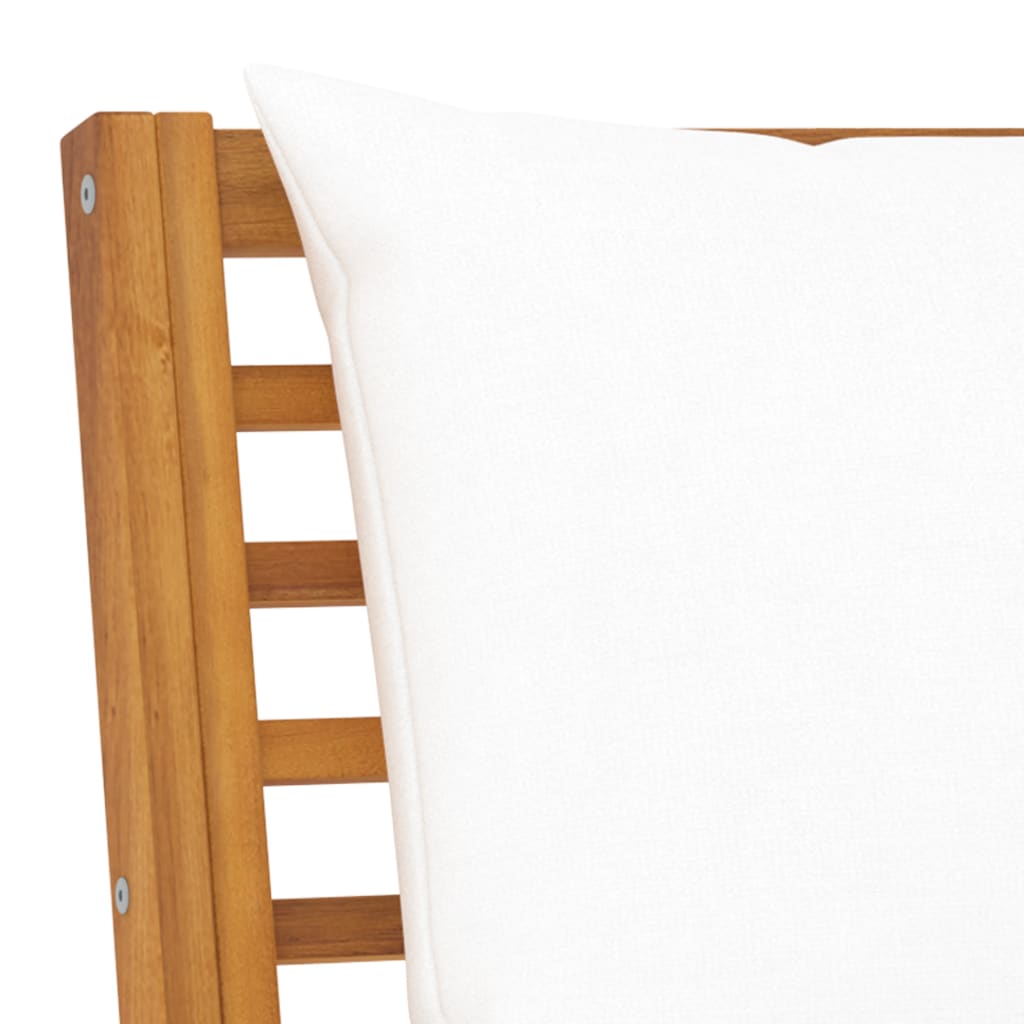 5-dijelna vrtna garnitura s krem jastucima masivno drvo bagrema