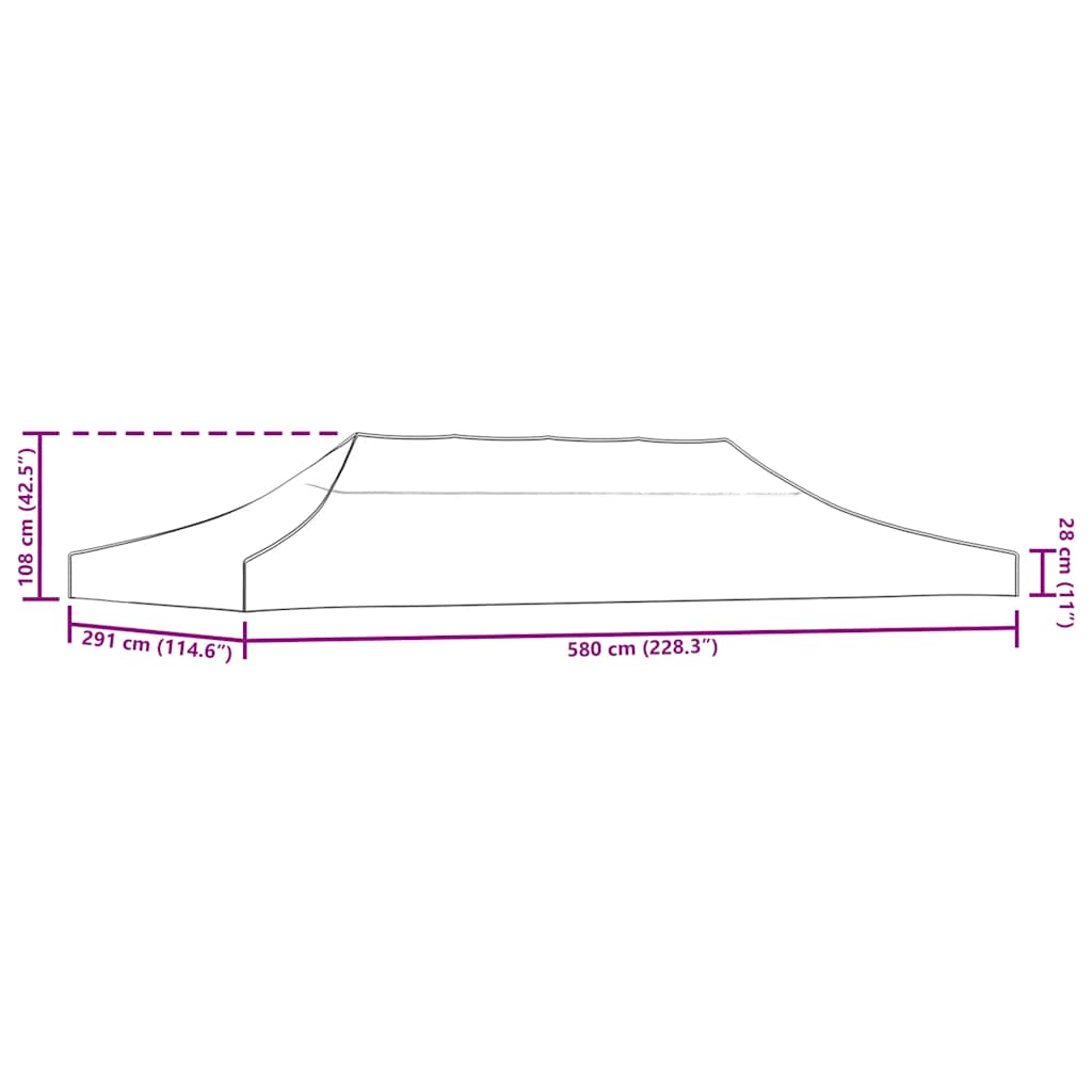 Krov za šator za zabave 6 x 3 m smeđe-sivi 270 g/m²