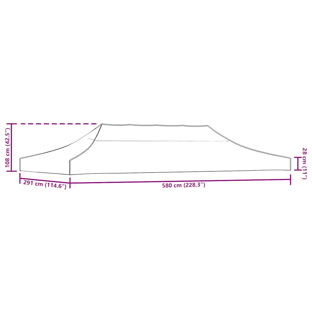 Krov za šator za zabave 6 x 3 m bordo 270 g/m²
