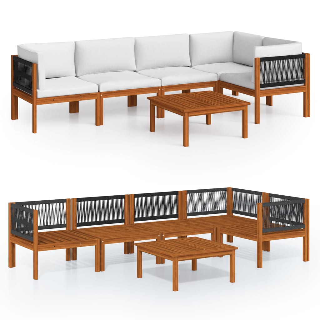 Vrtni set za sjedenje s jastucima, 6 dijelova, krem, 63x63 cm