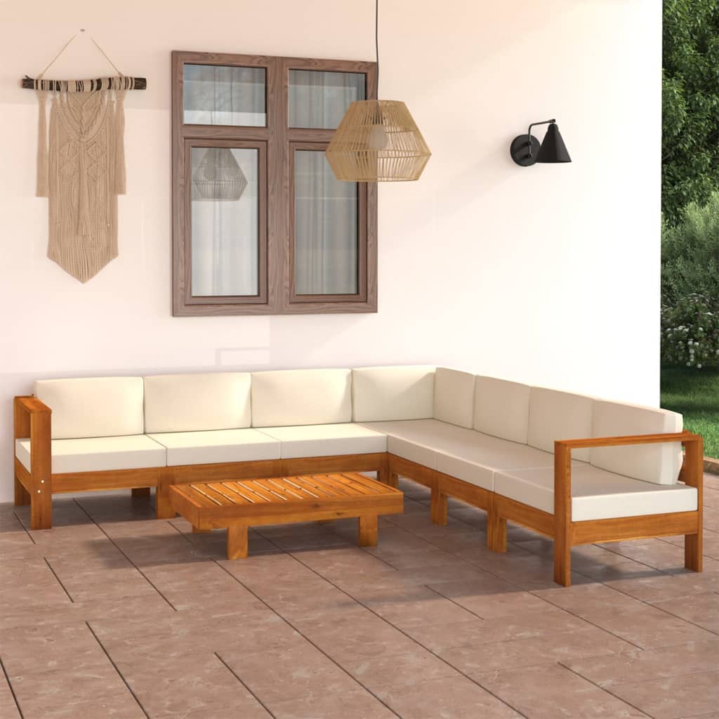 Vrtni set za sjedenje s jastucima, 8 dijelova, 100 x 60 cm, akacija
