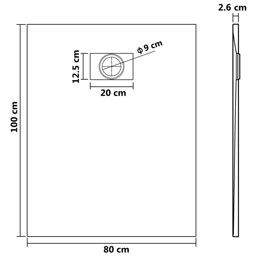 Kada za tuš SMC smeđa 100 x 80 cm