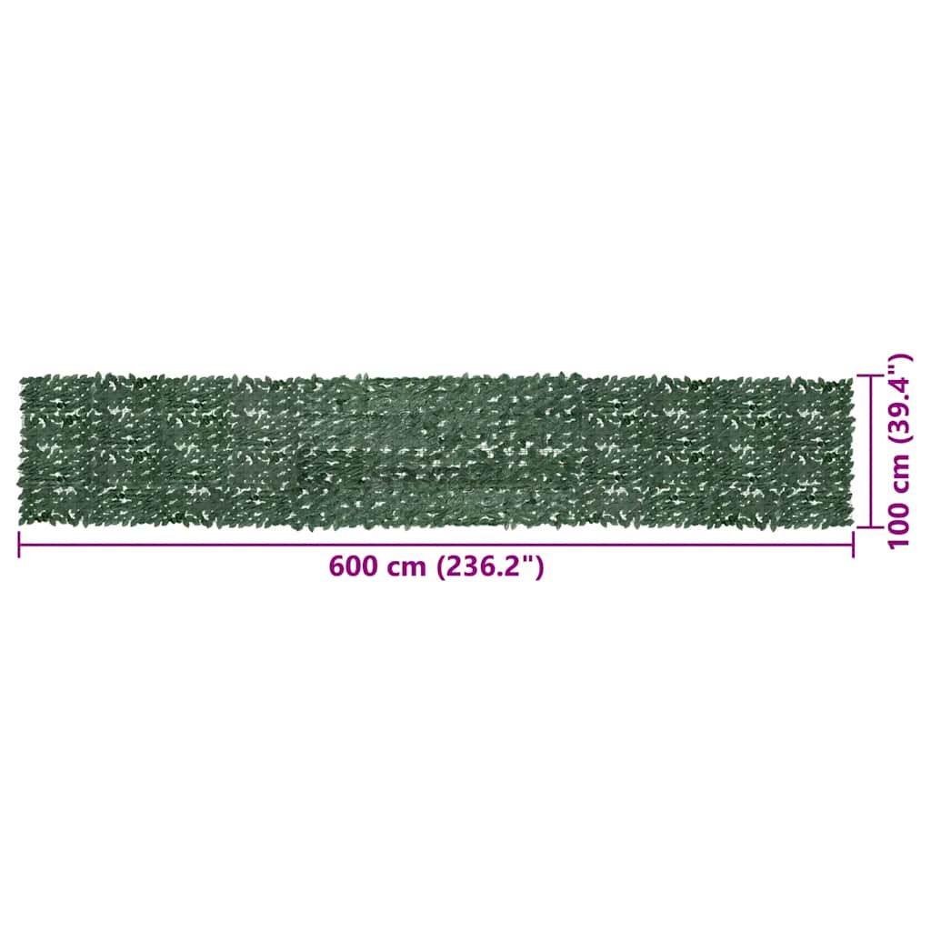 Balkonski zastor s tamnozelenim lišćem 600 x 100 cm