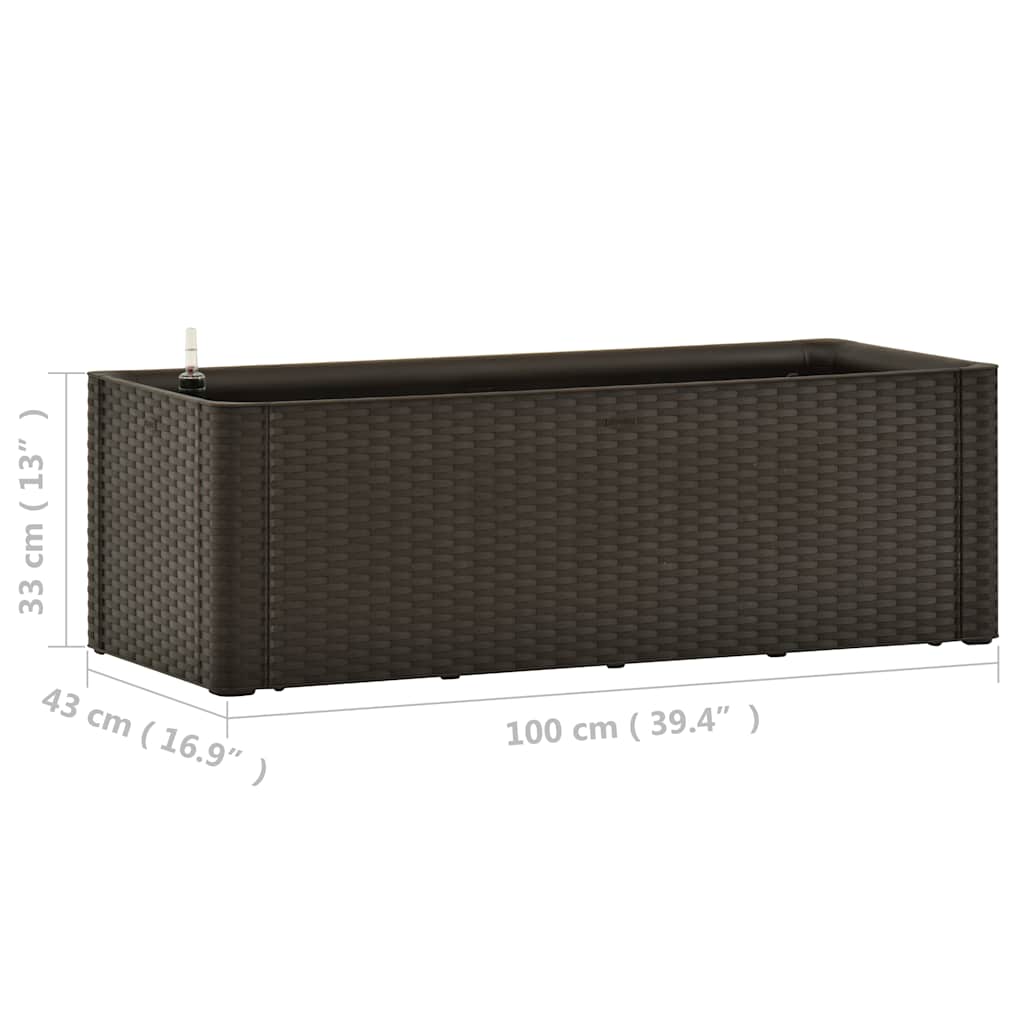 Povišena vrtna gredica samozalijevanje boja kave 100x43x33 cm