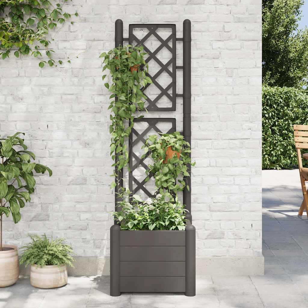 Vrtna sadilica s rešetkom 43 x 43 x 142 cm PP antracit