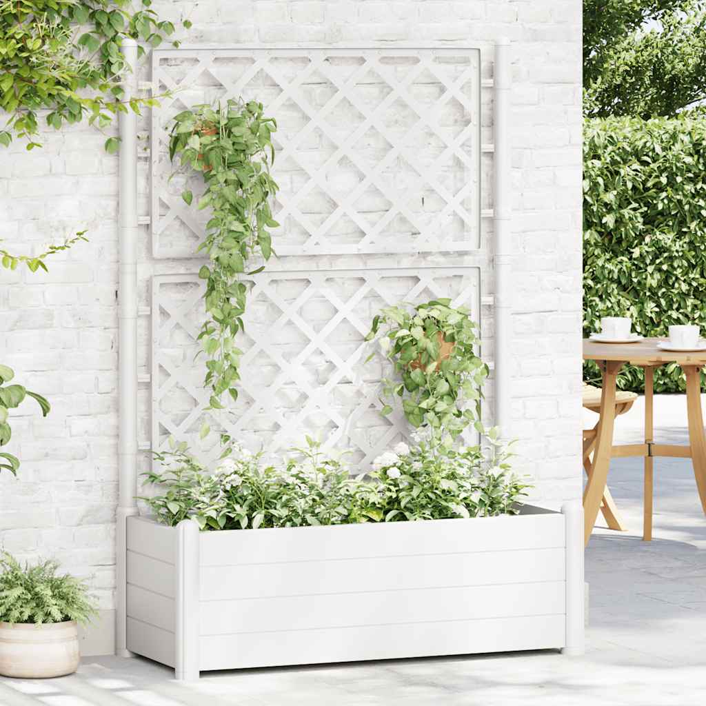 Vrtna sadilica s rešetkom 100 x 43 x 142 cm PP bijela