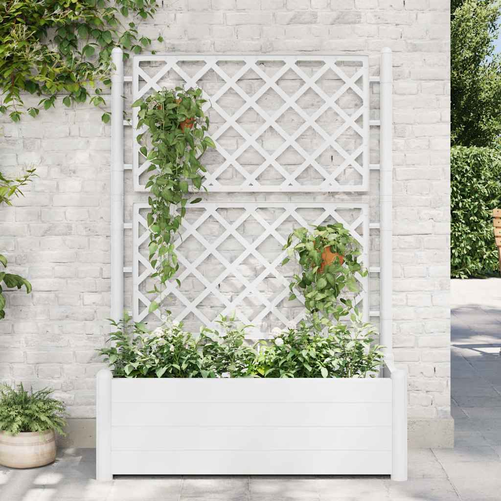 Vrtna sadilica s rešetkom 100 x 43 x 142 cm PP bijela