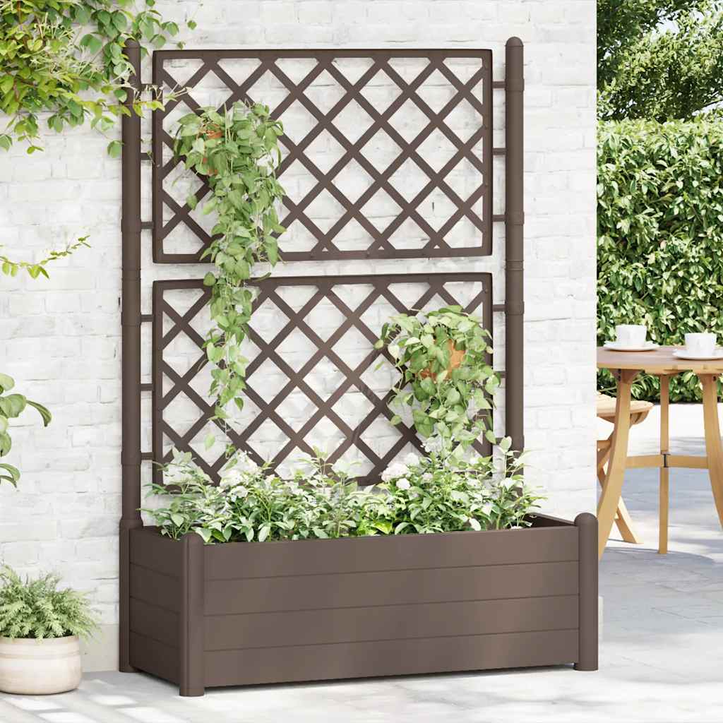 Vrtna sadilica s rešetkom 100 x 43 x 142 cm PP boja kave