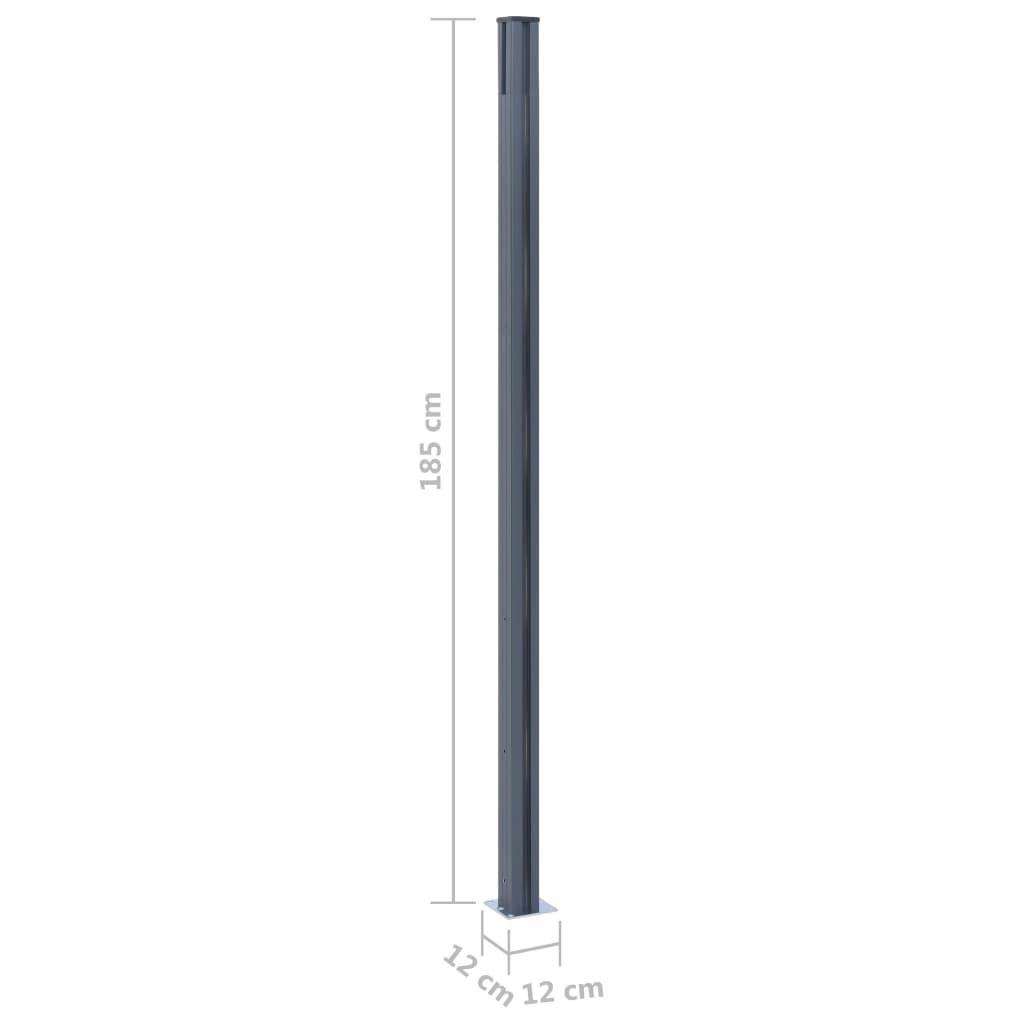 Stupovi za ogradu 3 kom tamnosivi 185 cm aluminijski