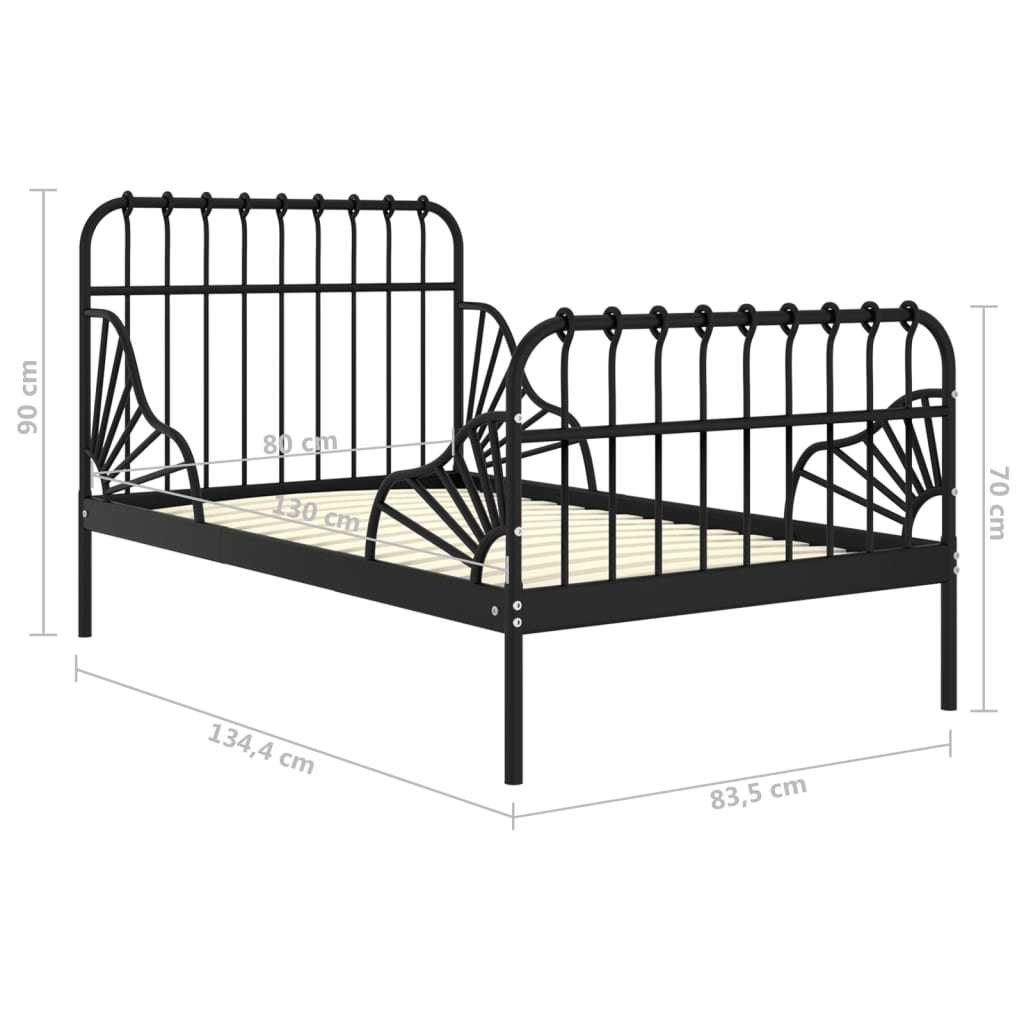 Produživi okvir za krevet crni metalni 80 x 130/200 cm