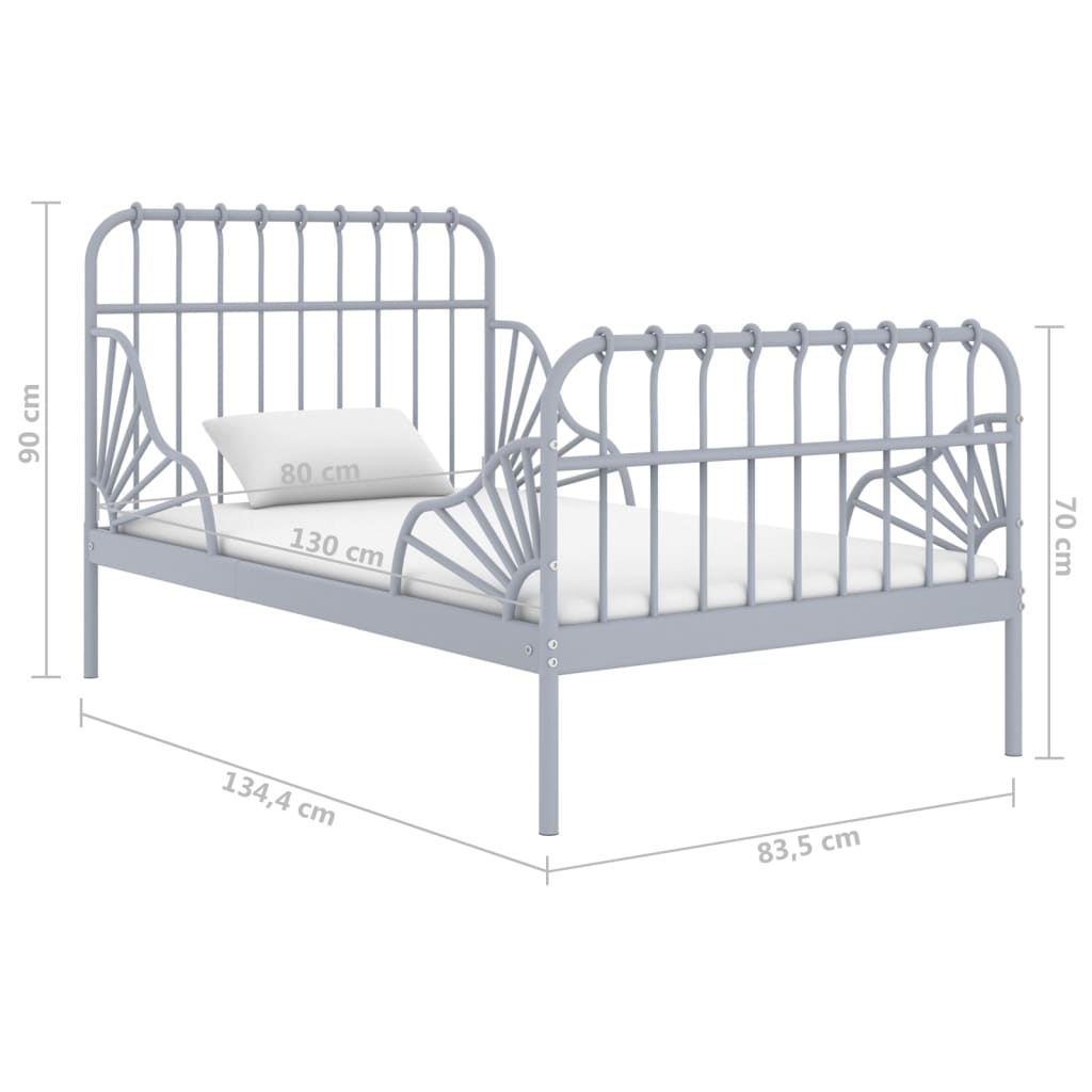 Produživi okvir za krevet sivi metalni 80 x 130/200 cm
