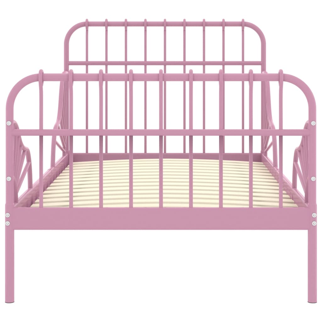 Produživi okvir za krevet ružičasti metalni 80 x 130/200 cm