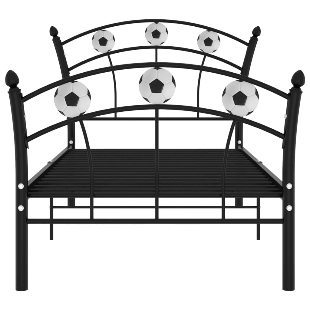 Okvir za krevet s nogometnim uzorkom crni metalni 90 x 200 cm