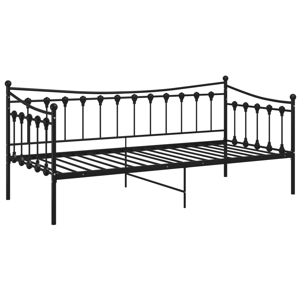 Okvir za kauč na razvlačenje crni metalni 90 x 200 cm