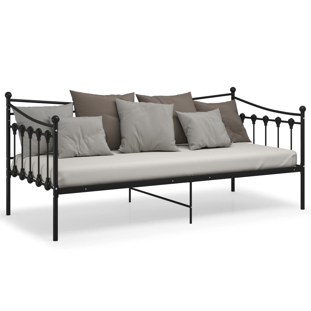 Okvir za kauč na razvlačenje crni metalni 90 x 200 cm