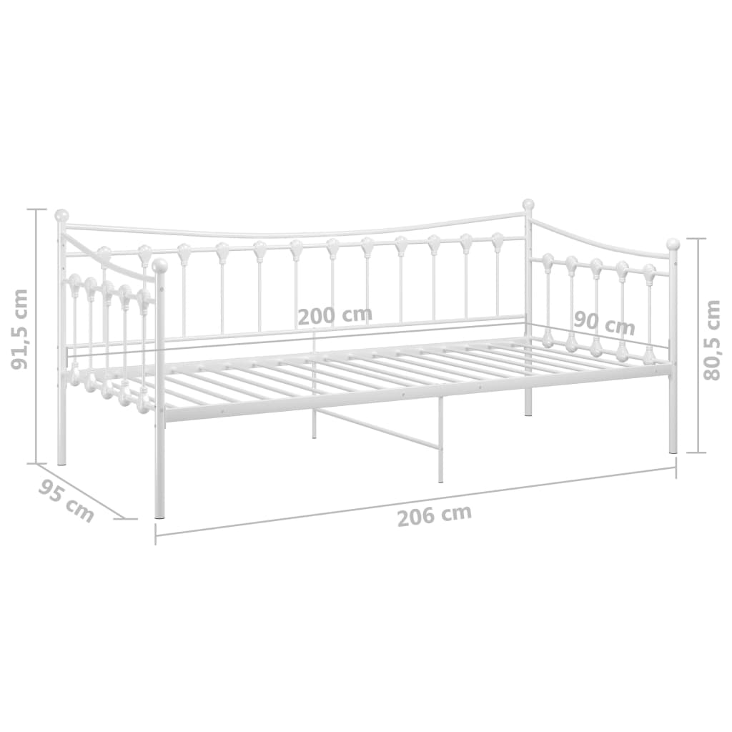 Okvir za krevet na razvlačenje bijeli metalni 90 x 200 cm