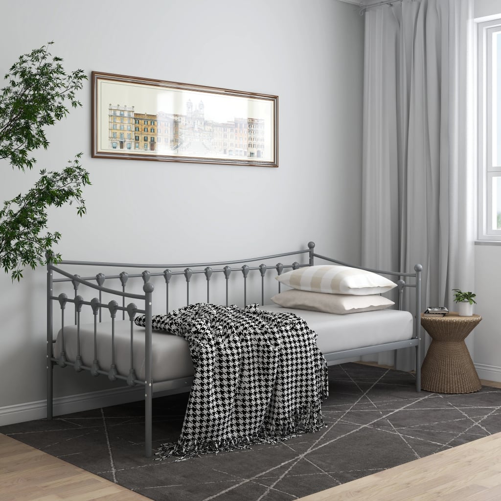 Okvir za krevet na razvlačenje sivi metalni 90 x 200 cm