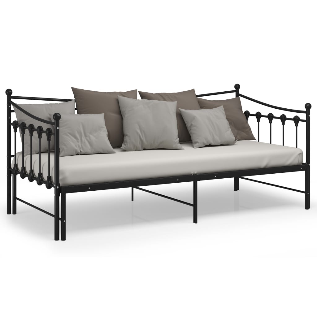 Okvir za krevet na razvlačenje crni metalni 90 x 200 cm