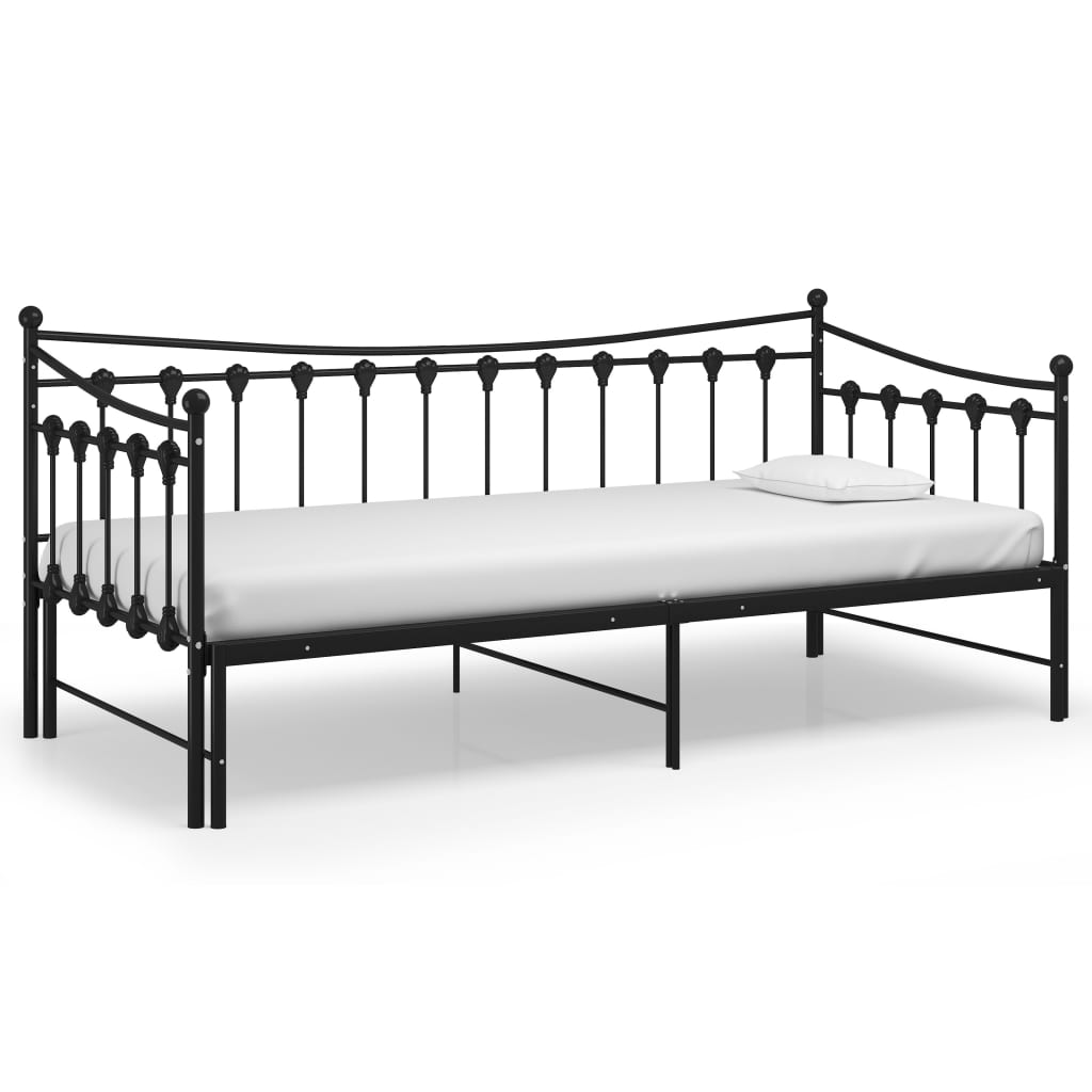 Okvir za krevet na razvlačenje crni metalni 90 x 200 cm