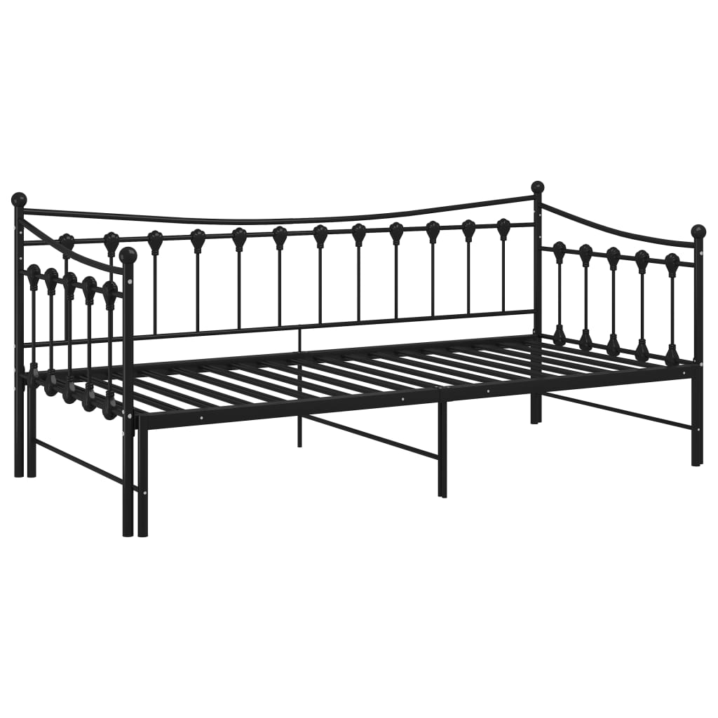 Okvir za krevet na razvlačenje crni metalni 90 x 200 cm