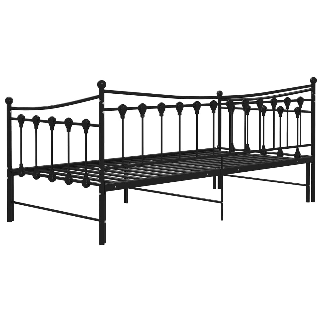 Okvir za krevet na razvlačenje crni metalni 90 x 200 cm