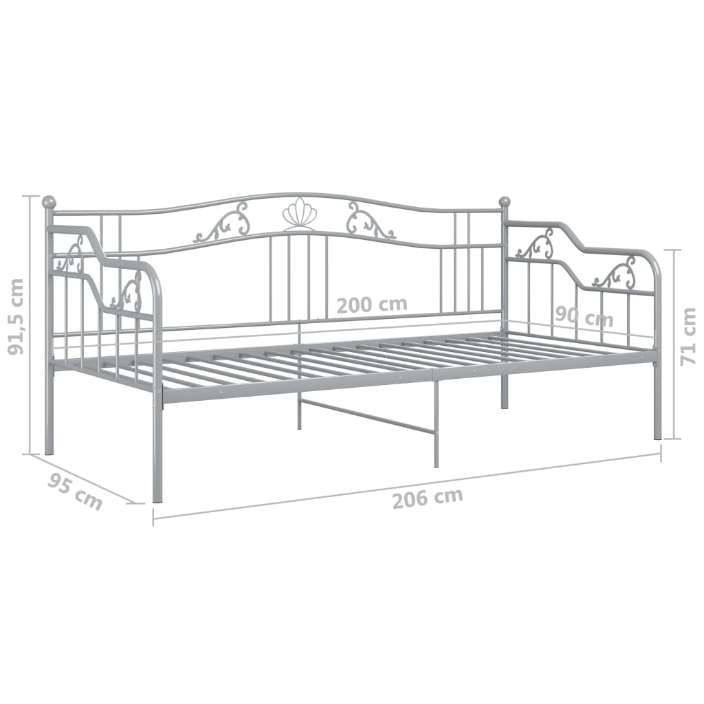 Okvir za krevet na razvlačenje sivi metalni 90 x 200 cm