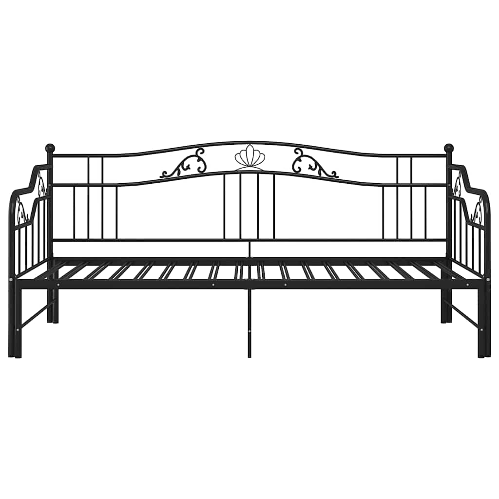 Okvir za krevet na razvlačenje crni metalni 90 x 200 cm