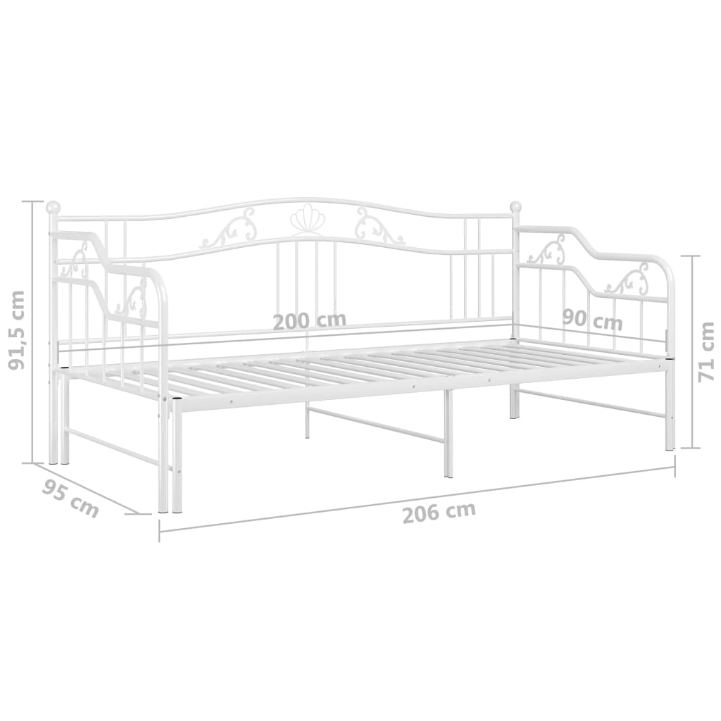 Okvir za krevet na razvlačenje bijeli metalni 90 x 200 cm
