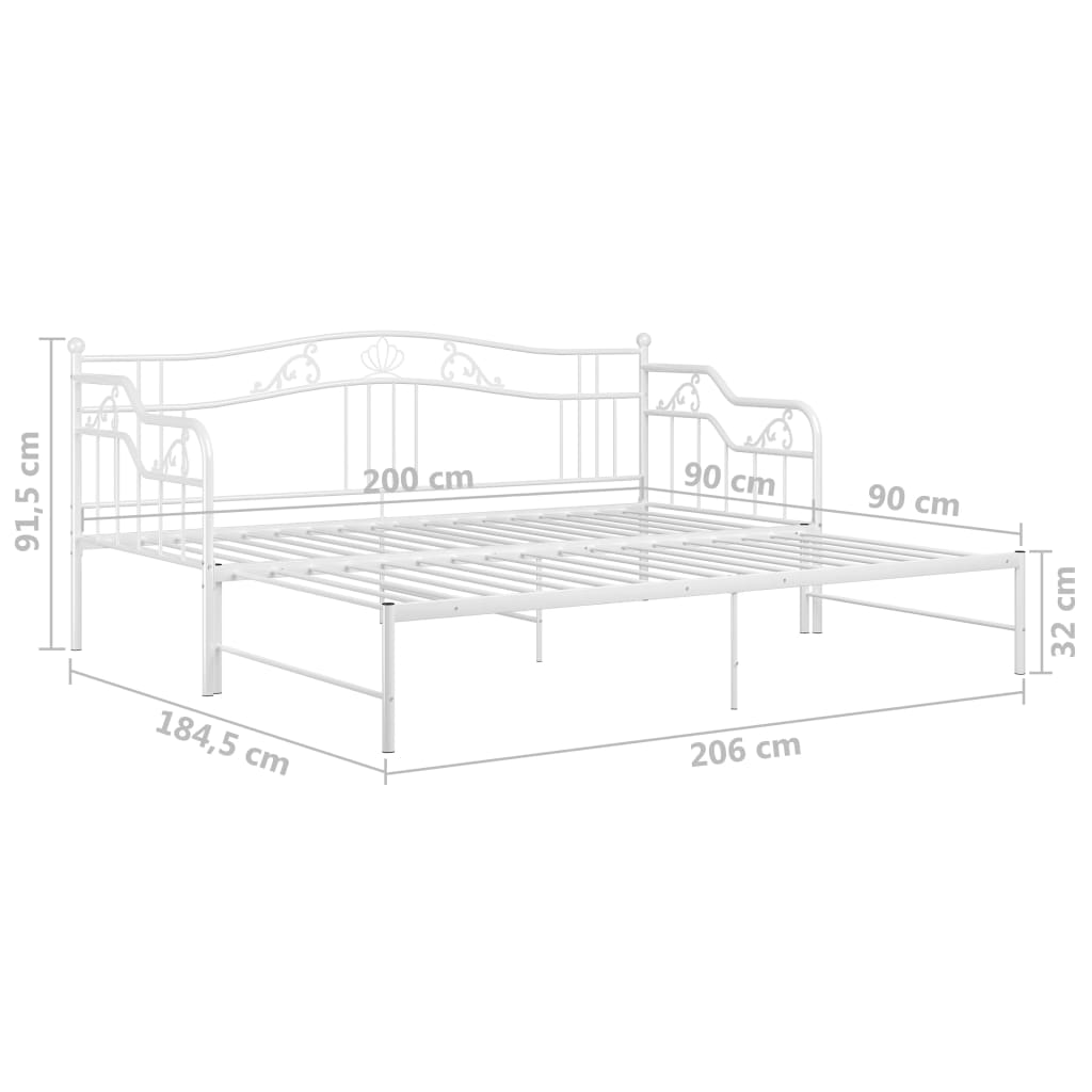 Okvir za krevet na razvlačenje bijeli metalni 90 x 200 cm