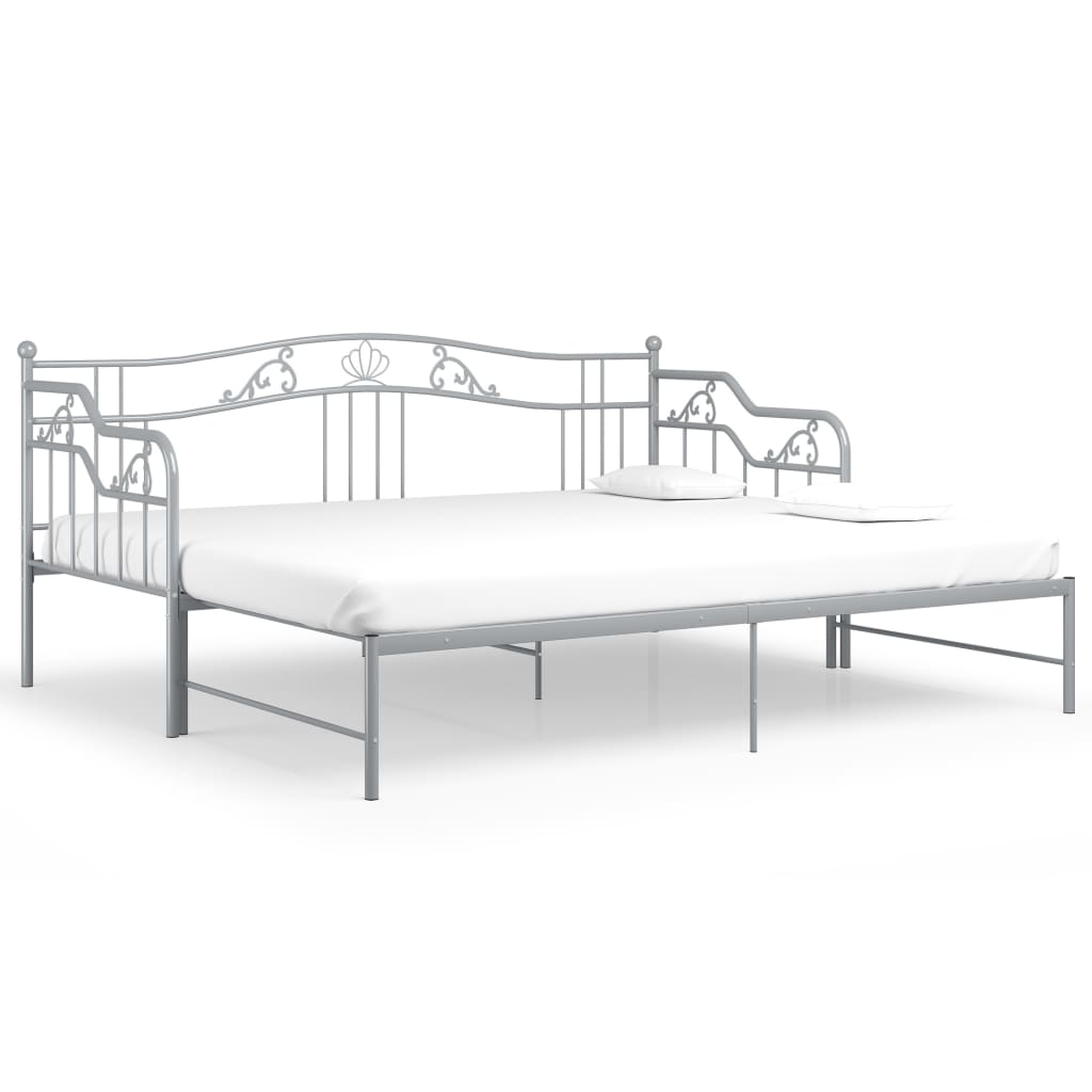 Okvir za krevet na razvlačenje sivi metalni 90 x 200 cm