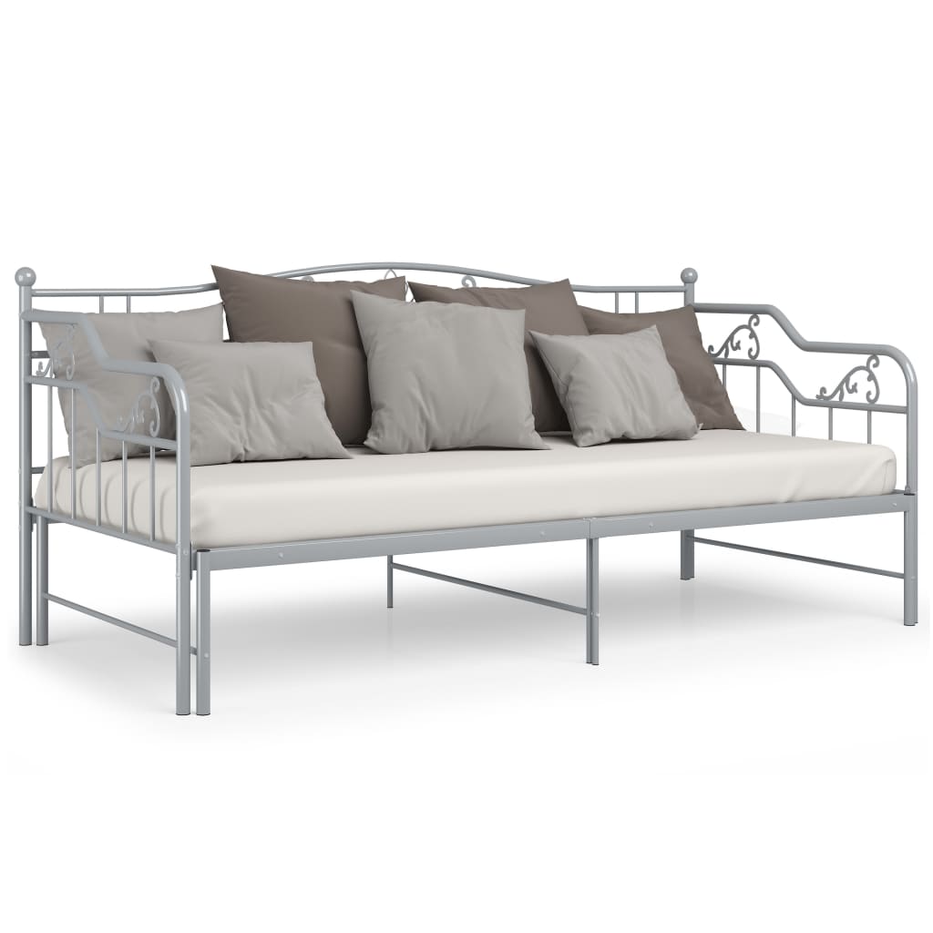 Okvir za krevet na razvlačenje sivi metalni 90 x 200 cm