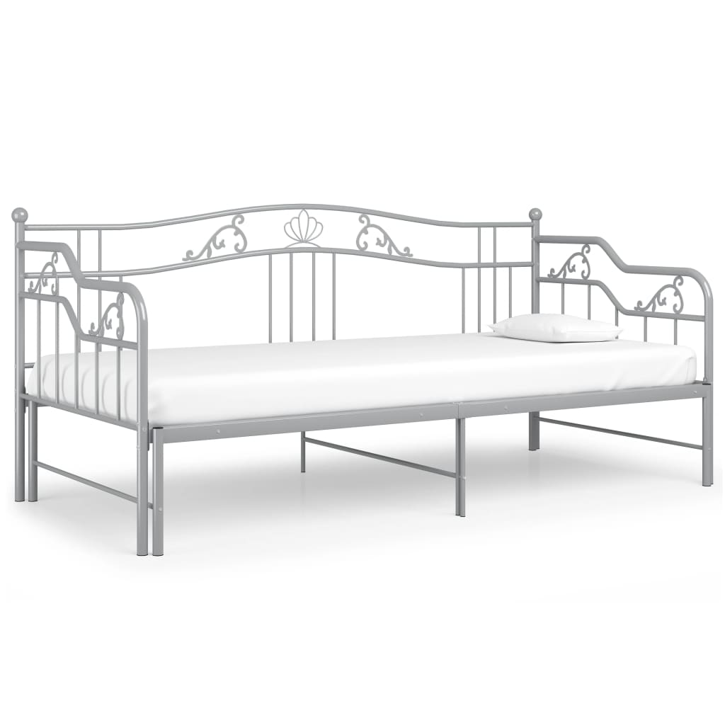 Okvir za krevet na razvlačenje sivi metalni 90 x 200 cm