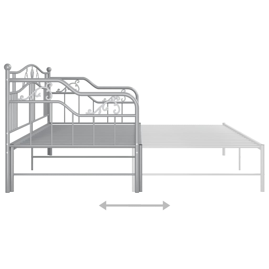 Okvir za krevet na razvlačenje sivi metalni 90 x 200 cm