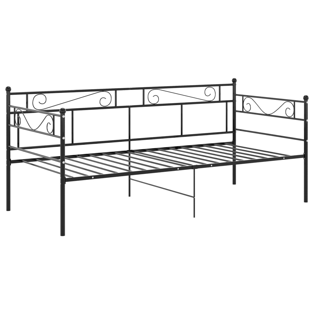 Okvir za krevet na razvlačenje crni metalni 90 x 200 cm