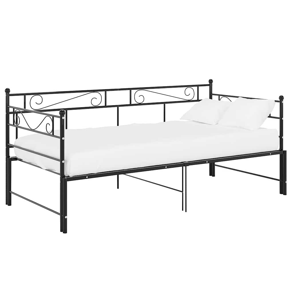Okvir za krevet na razvlačenje crni metalni 90 x 200 cm