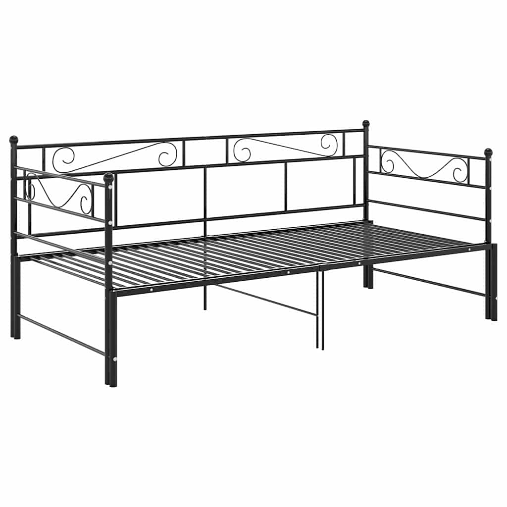 Okvir za krevet na razvlačenje crni metalni 90 x 200 cm