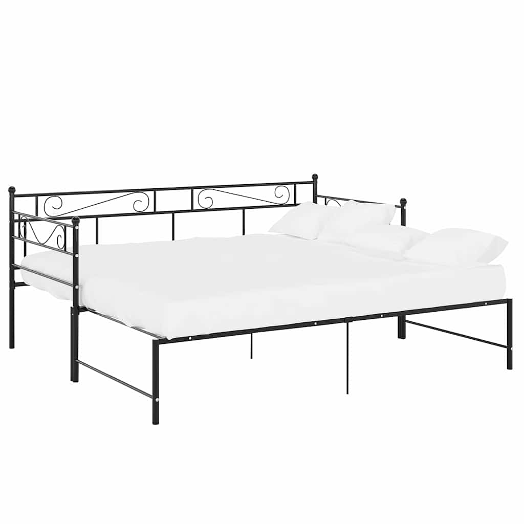 Okvir za krevet na razvlačenje crni metalni 90 x 200 cm