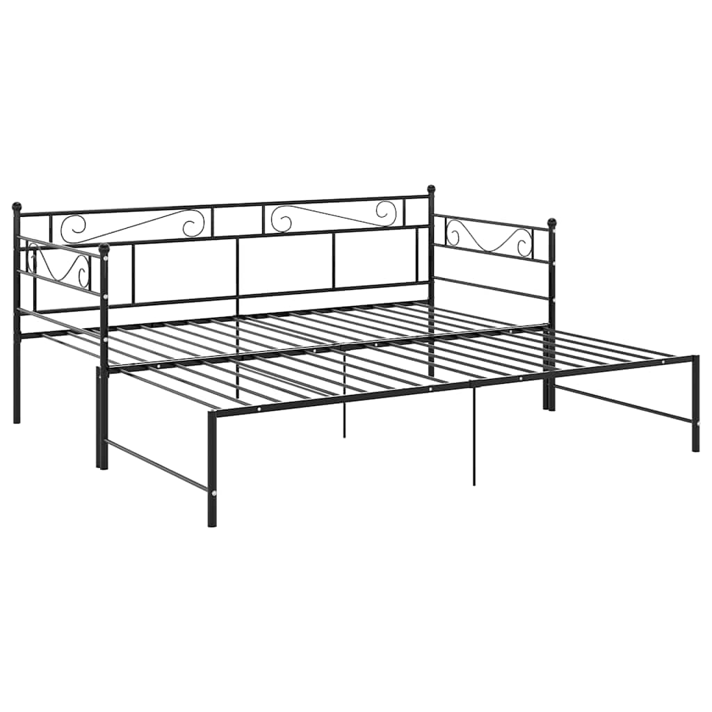 Okvir za krevet na razvlačenje crni metalni 90 x 200 cm