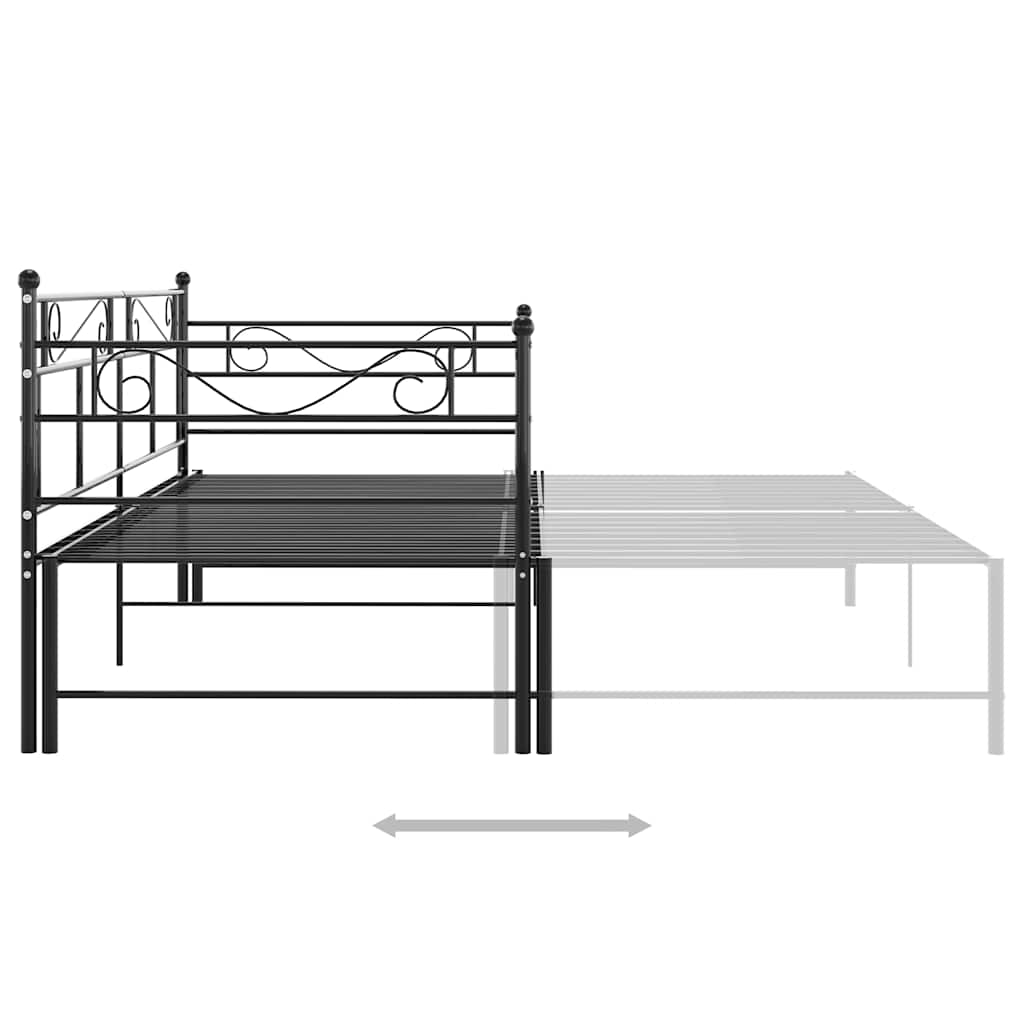 Okvir za krevet na razvlačenje crni metalni 90 x 200 cm