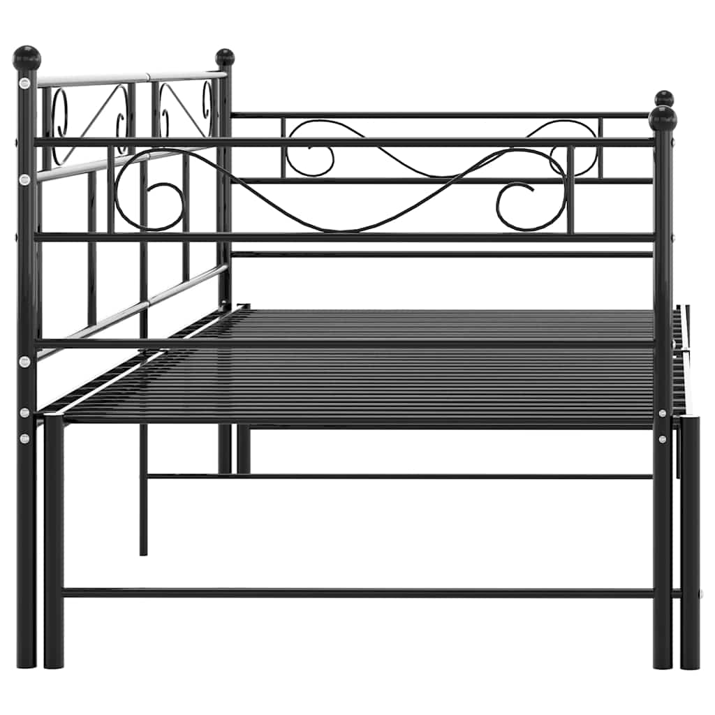 Okvir za krevet na razvlačenje crni metalni 90 x 200 cm