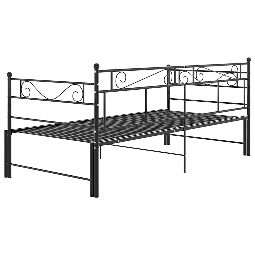 Okvir za krevet na razvlačenje crni metalni 90 x 200 cm