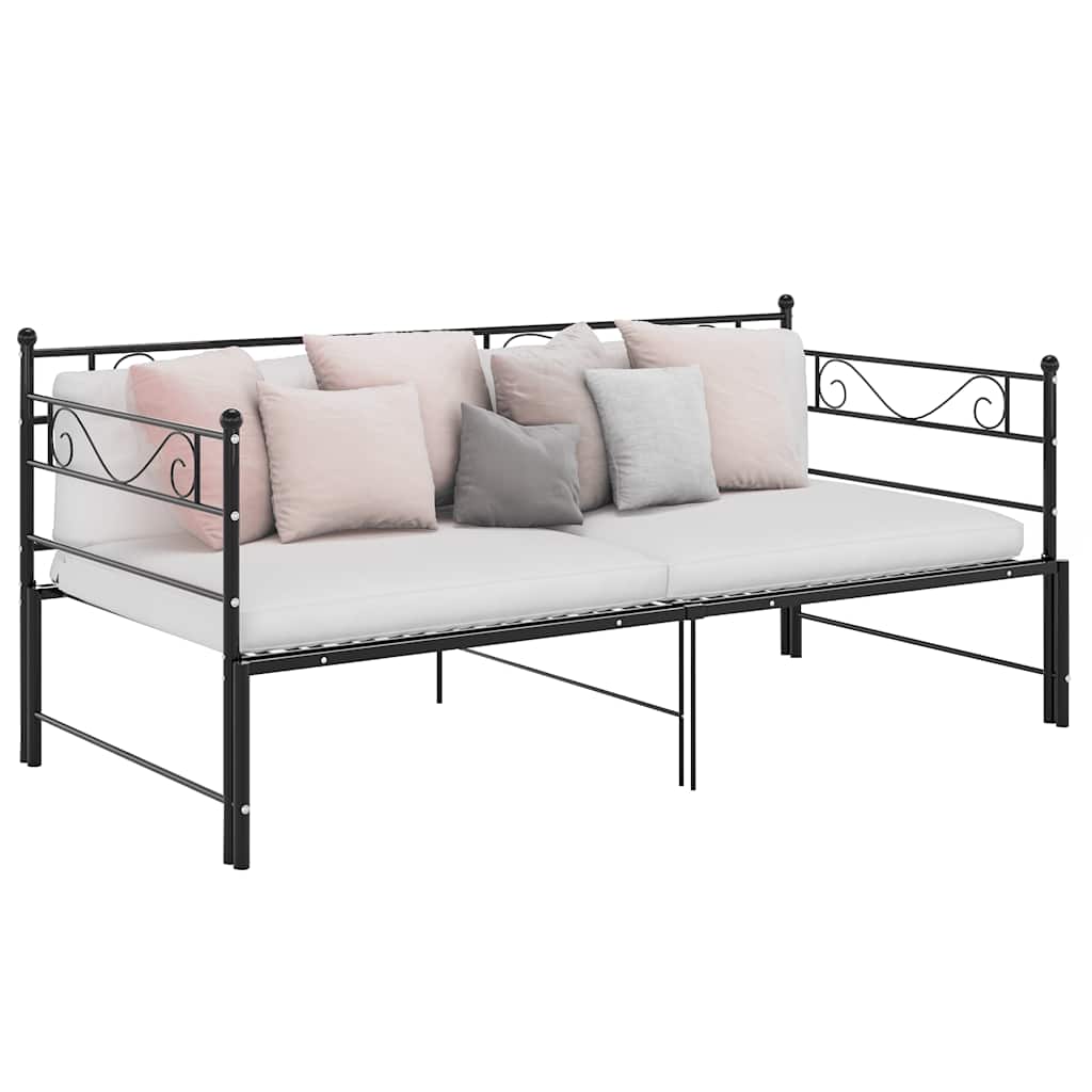 Okvir za krevet na razvlačenje crni metalni 90 x 200 cm