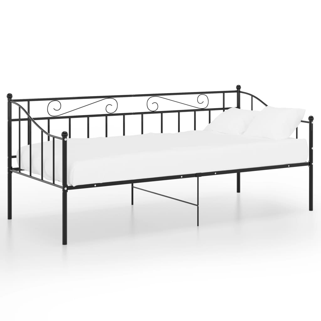 Okvir za krevet na razvlačenje crni metalni 90 x 200 cm