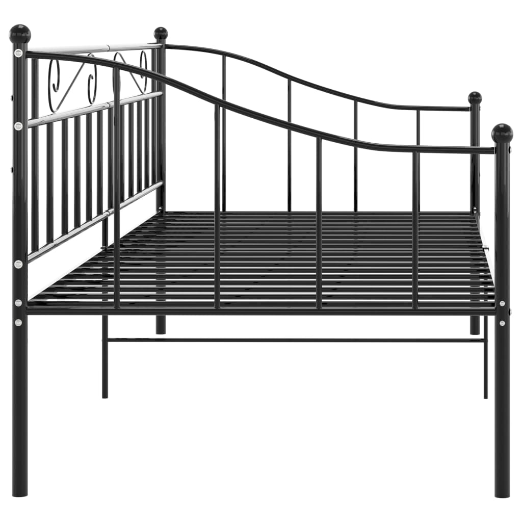 Okvir za krevet na razvlačenje crni metalni 90 x 200 cm